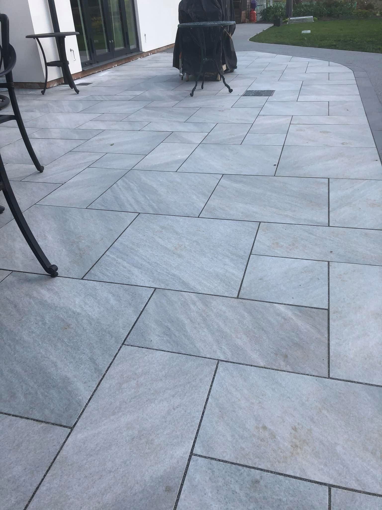 Porcelain paving patio laid in Essex by Andy Harragan & Sons