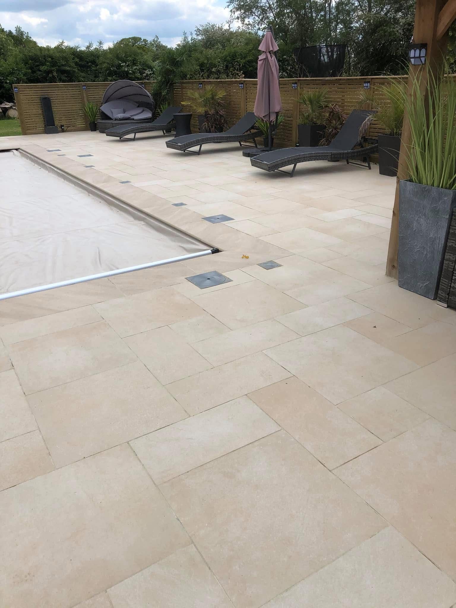 Porcelain paving patio laid in Essex by Andy Harragan & Sons